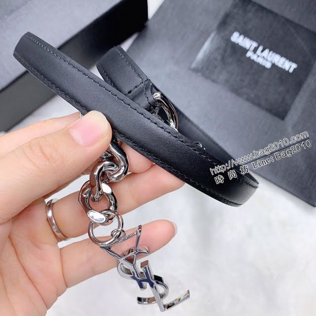 Saint Laurent女士皮帶 聖羅蘭YSL鏈條五金小牛皮腰帶  jjp2143